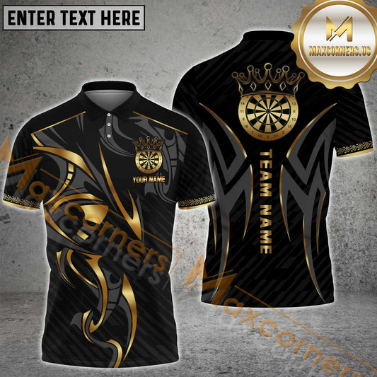 Maxcorners Darts Crown Multicolor Options Personalized Name, Team Name 3D Polo Shirt (6 Colors)