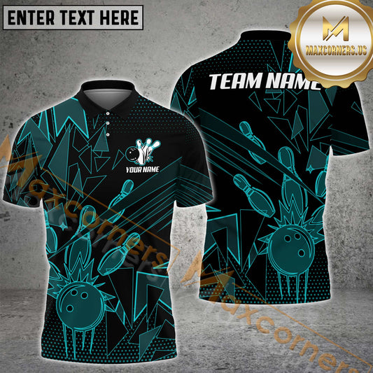Maxcorners Bowling Ball And Pins Crack Premium Multicolor Option Customized Name, Team Name 3D Shirt (6 colors)