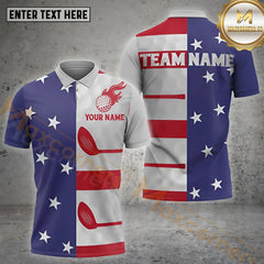 Maxcorners Golf Flag Of USA Pattern Customized Name, Team Name Shirts Style 8