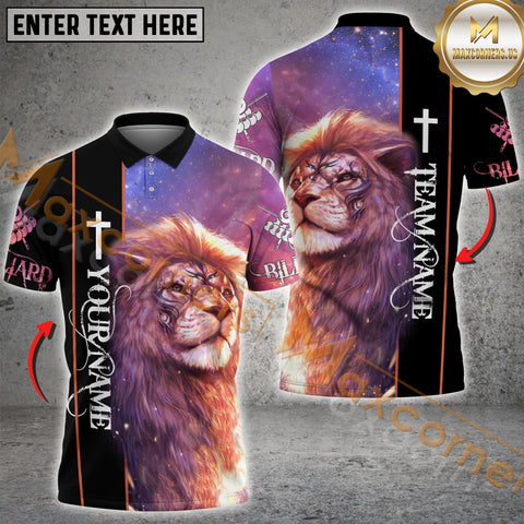Maxcorners Lion Galaxy Faith Billiard  Personalized Name, Team Name 3D Shirt