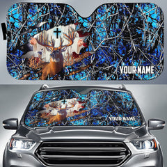 Maxcorners Colorful God America Hunting Deer  Personalized Custom Name Car Auto Sun Shade