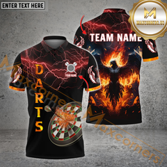 Maxcorners Darts Phoenix  Fire Pattern Option Customized Name 3D Shirt (4 Colors)