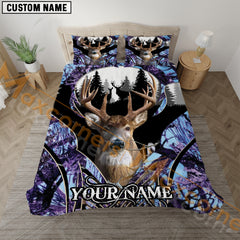 Maxcorners Custom Name Deer Hunting Couple Deer Camo Pattern Bedding Set 3D All Over Printed (4 colors)