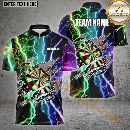 Maxcorners Colorful Lightning Thunder Darts Mutilcolor Options Personalized Name, Team Name 3D Shirt