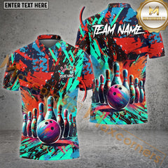 Maxcorners Bowling Graffiti Paint Old School Jersey Personalized Name, Team Name 3D Shirt (4 colors))