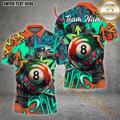 Maxcorners Billiards Ball 8 Graffiti Street Personalized Name, Team Name Unisex Shirt ( 4 Colors )