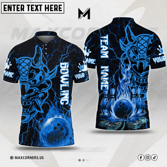 Maxcorners Bowling Ball and Pins  Multicolor Option Customized Name & Team Name 3D Shirt (4 colors)