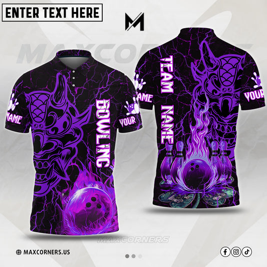 Maxcorners Bowling Ball and Pins  Multicolor Option Customized Name & Team Name 3D Shirt (4 colors)