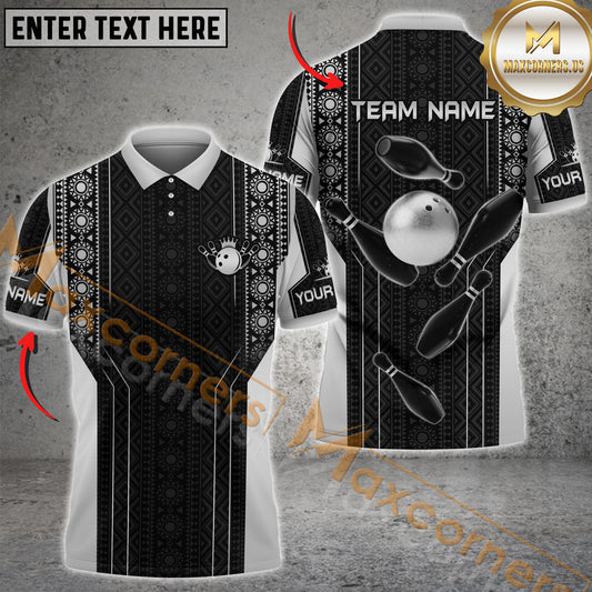 Maxcorners Bowling Ball And Pins Premium Multicolor Option Customized Name, Team Name 3D Shirt (6 colors)