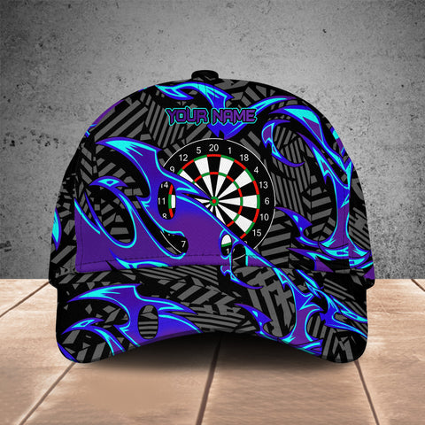 Maxcorners Black Purple Blue Dartboards Darts Hats Gifts For Dart Player Custom Name 3D Baseball Darts Caps