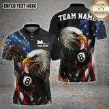 Maxcorners Billiards Eagle Holding 8 Ball American Flag Personalized Name, Team Name 3D Shirt