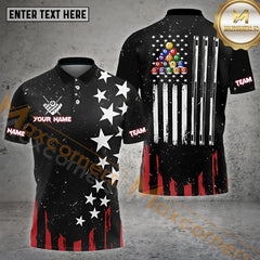 Maxcorners Billiards Stars and Stripes Cue Flag  Personalized Name, Team Name 3D Shirt
