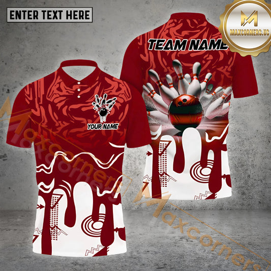 Maxcorners Bowling Shirt Abstract Strike Splash Multicolor Options Personalized Name, Team Name 3D Shirt (4 Colors)