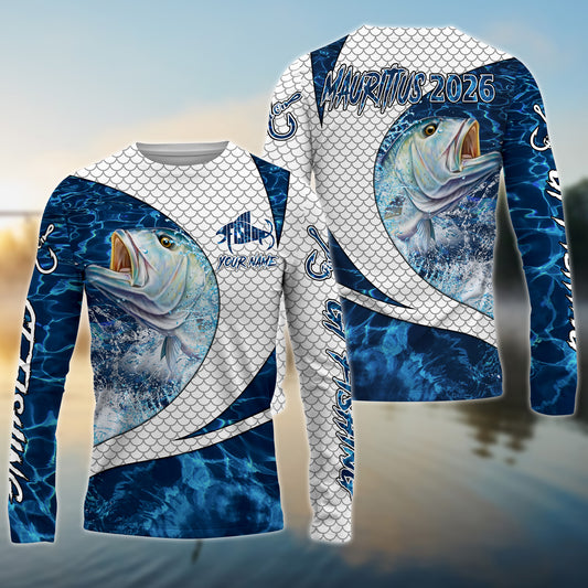 Maxcorners trevally GT Fishing Blue Wave Dynamic Sport Jersey Personalized Name, Team Name 3D All Over Printed Clothes For Sébastien