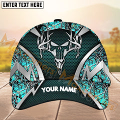 Maxcorners Deer Hunting Logo Silver Pattern Personalized Name 3D Cap (8 colors)