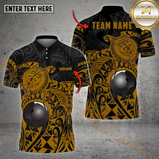 Maxcorners Bowling Ball Maori Turtle Pattern Multicolor Options Personalized Name, Team Name 3D Shirt (4 Colors)