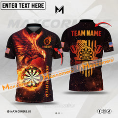 Maxcorners Darts Eagle Flame Mutilcolor Options Personalized Name, Team Name 3D Polo Shirt