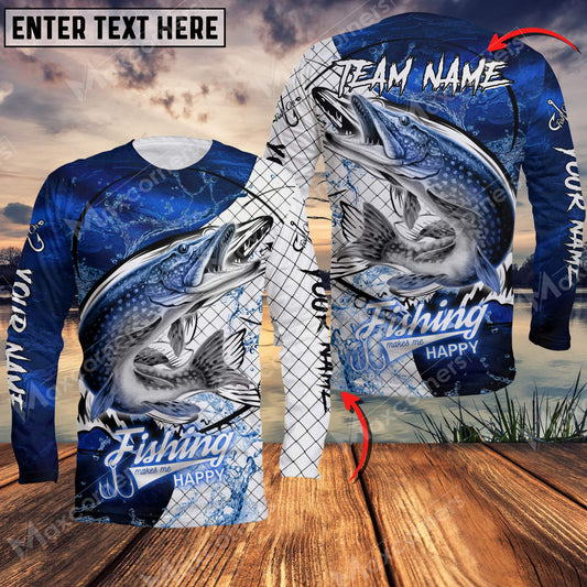Maxcorne Fishing Blue Water Sport Jersey Style Personalized 3D Long Sleeve Shirt (6 Fish Species)