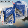 Maxcorner Fishing Blue Art Sport Jersey Style Personalized 3D Long Sleeve Shirt (8 Fish Species)