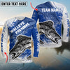 Maxcorner Fishing Blue Art Sport Jersey Style Personalized 3D Long Sleeve Shirt (8 Fish Species)