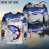 Maxcorners Fishing USA Flag Pattern Personalized Name Team Name 3D Shirts (6 Fish Species)