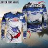 Maxcorners Fishing USA Flag Pattern Personalized Name Team Name 3D Shirts (6 Fish Species)