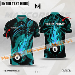 Maxcorners Billiard Ball 8 Spider Pattern Multicolor Options Personalized Name, Team Name 3D Polo Shirt