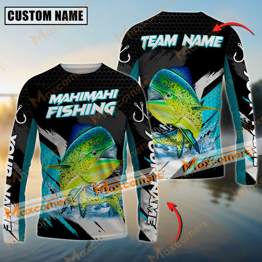 Maxcorner Mahi-Mahi Fishing Water Blue Jersey Sun Protection Personalized Name And Team Name Long Sweat Shirt