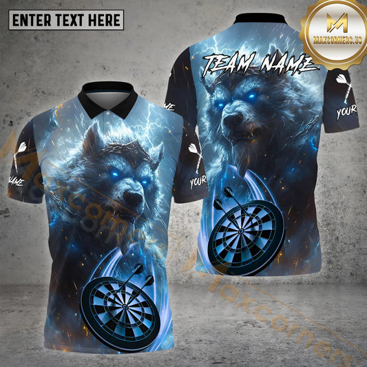 Maxcorners Darts King Wolf Magic Dartboard  Multicolor Options Personalized Name, Team Name 3D Polo Shirt (4 Colors)
