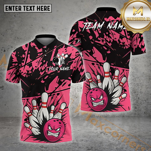 Maxcorners Bowling Rage Strike Multicolor Options Personalized Name, Team Name 3D Shirt (4 Colors)