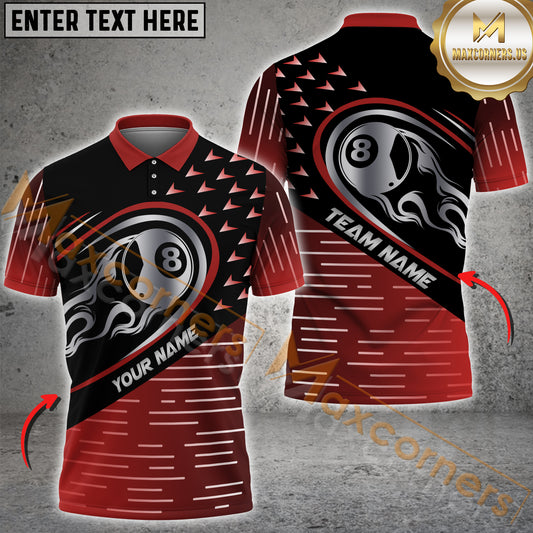 Maxcorners Billiard Silver Fire 8 Ball Multicolor Customized Name, Team Name 3D Shirts (4 Colors)