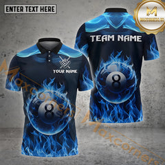 Maxcorners Billiard Lightning Flame 8 Ball Multicolor Customized Name, Team Name 3D Shirts