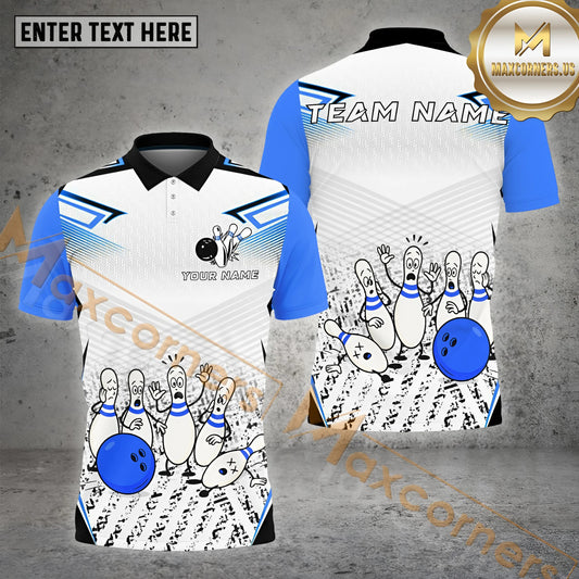 Maxcorners Bowling Comedy Chaos White Multicolor Options Personalized Name, Team Name 3D Shirt (4 Colors)