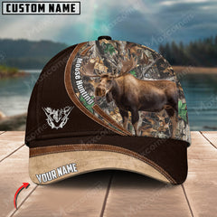 Maxcorners Mooses Hunting Camo Pattern Multicolor Personalized Name 3D Cap