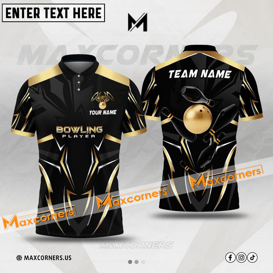 Maxcorners Bowling Ball And Pins Luxury Pattern Flame Bowling Premium Multicolor Option Customized Name, Team Name 3D Shirt (4 colors)