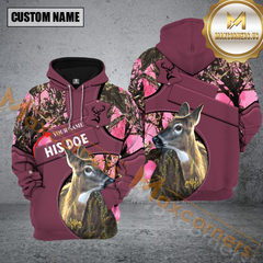 Maxcorners Personalized Her Buck His Doe Name Couple Deer Custom Name Deer Hunting Shirt 3D All Over Printed Clothes