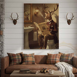 Maxcorners Deer Reading Deer News in Bathroom Wrapped Canvas