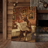 Maxcorners Deer Reading Breaking News with Sunglasses Wrapped Canvas