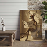 Maxcorners Deer Reading Breaking News Monochrome Style Wrapped Canvas