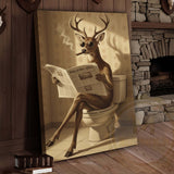 Maxcorners Deer Reading Breaking News Monochrome Style Wrapped Canvas