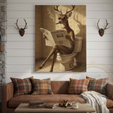 Maxcorners Deer Reading Breaking News Monochrome Style Wrapped Canvas