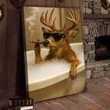 Maxcorners Deer Relaxing in Bathtub with Sunglasses Wrapped Canvas