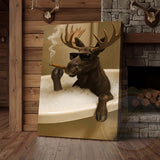 Maxcorners Moose Relaxing in Bathtub with Sunglasses Wrapped Canvas
