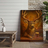 Maxcorners Deer with Beer Glass and Smoke Effect Wrapped Canvas