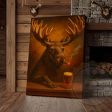 Maxcorners Moose with Beer Glass and Smoke Effect Wrapped Canvas