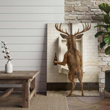 Maxcorners Deer Holding Beer at Urinal Wrapped Canvas