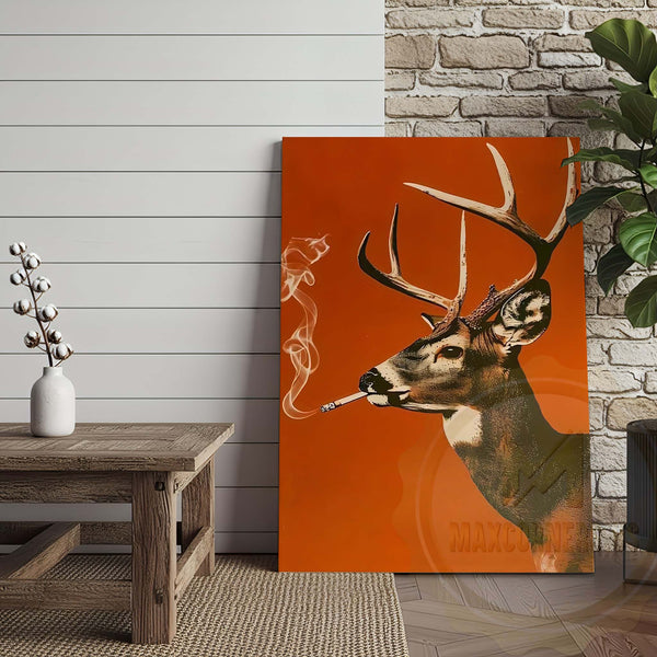 Maxcorners Deer Pop Art with Smoke Wrapped Canvas
