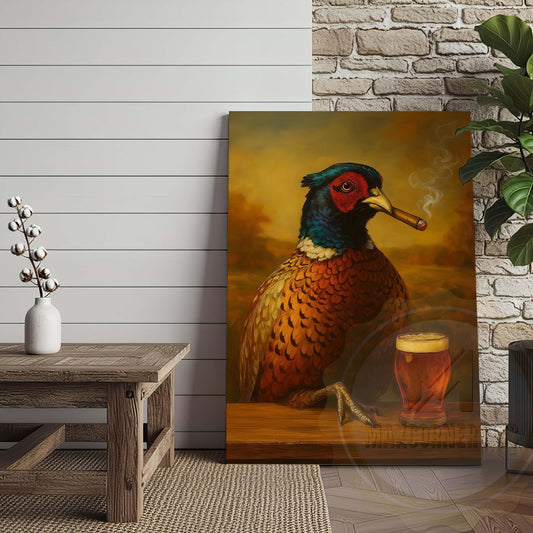 Maxcorners Pheasant with Beer Glass and Smoke Wrapped Canvas