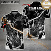 Maxcorners Bowling Ball & Pins Fire Bowling Ball Pattern Personalized Name, Team Name 3D Polo Shirt (4 Colors)