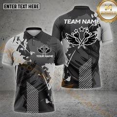 Maxcorners Grey Darts Polo Star-Wing Triple Dart Design Personalized Name, Team Name 3D Shirt